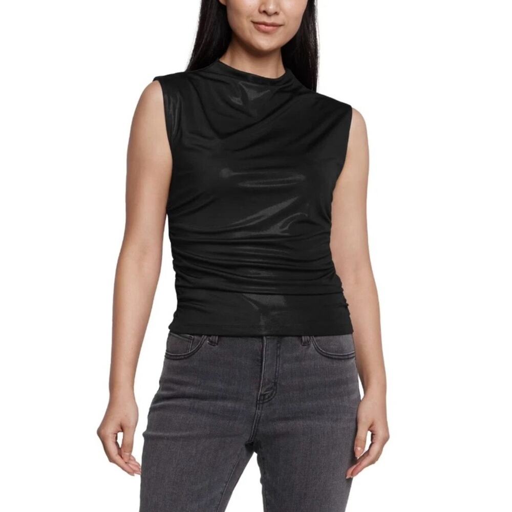 Express Sleek Black Sleeveless Mock Neck Top Size S (1098)